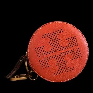 Tory Burch perforated logo circle pouch key fob